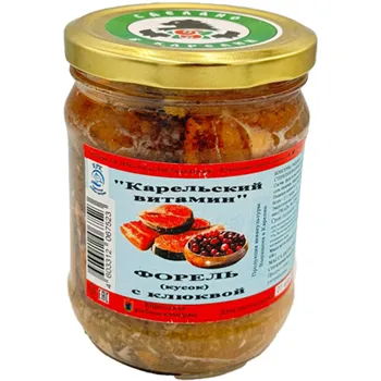 Форель "Карельский витамин" кусок с клюквой в собственном соку 500г