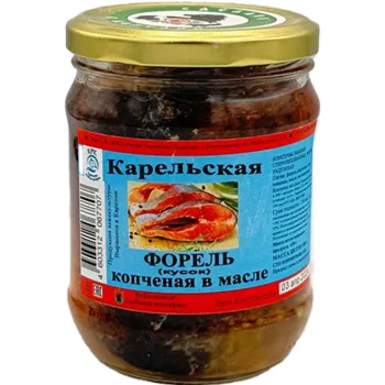 Форель карельская в масле копченая на ольхе кусок 500г