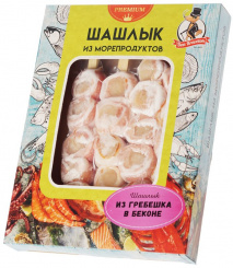 Шашлык из гребешка в беконе 300г